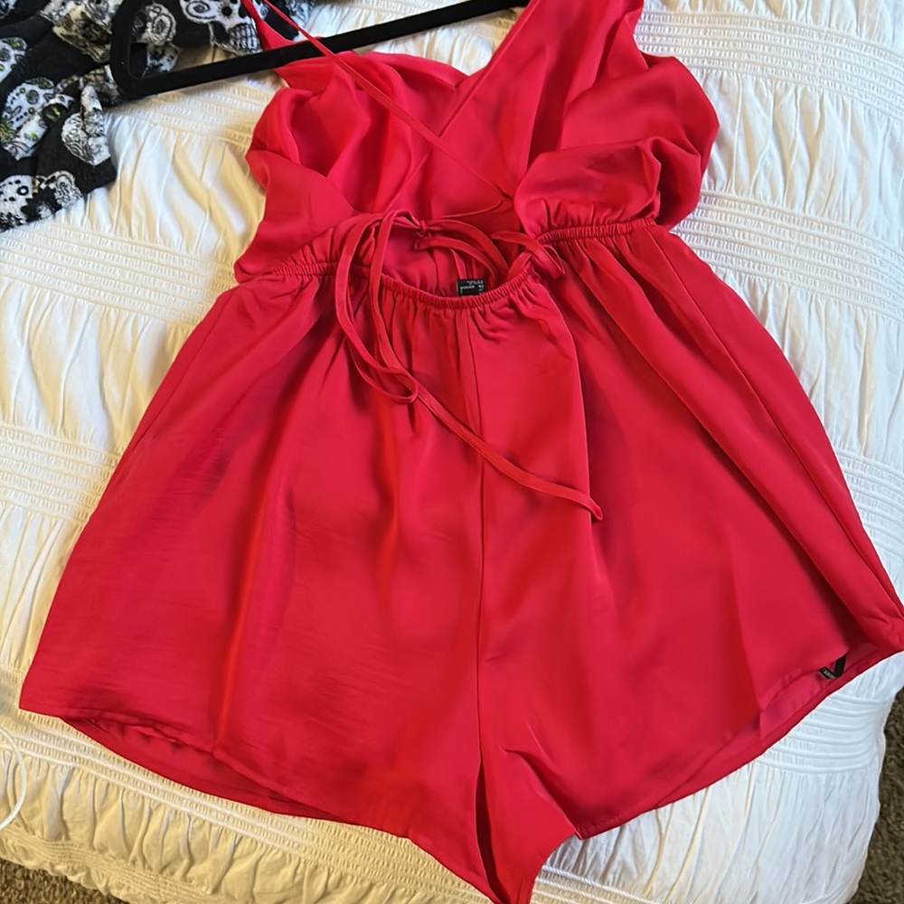 Red silk romper - Picture 2 of 2